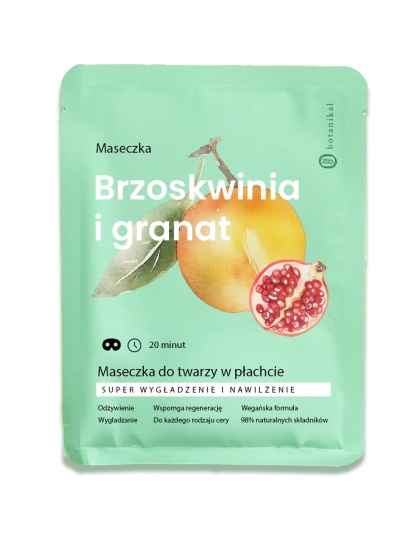 Maseczka do twarzy w płachcie, brzoskwinia i granat
