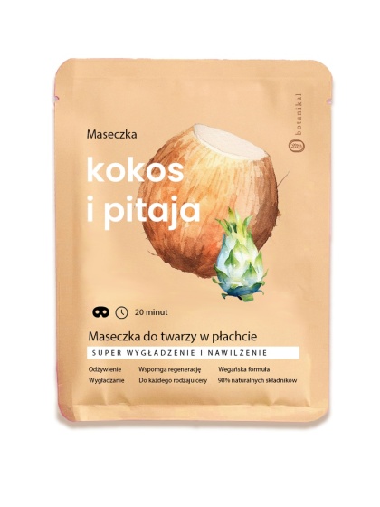 Maseczka do twarzy w płachcie, kokos z pitają