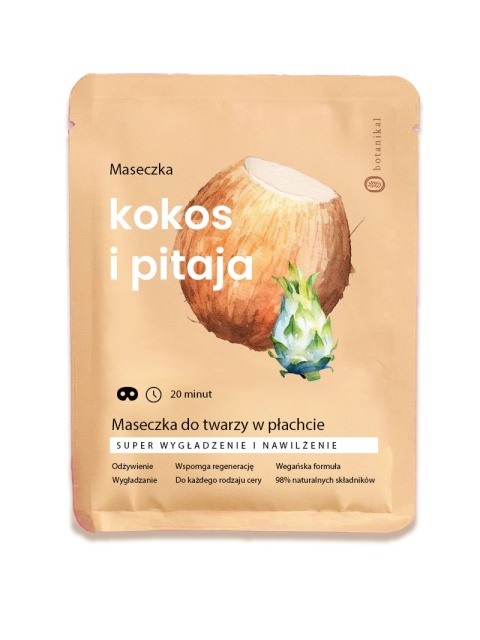 Maseczka do twarzy w płachcie, kokos z pitają