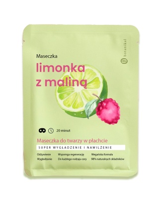 Maseczka do twarzy w płachcie, limonka z maliną