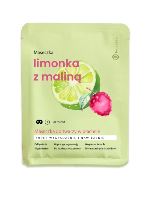 Maseczka do twarzy w płachcie, limonka z maliną