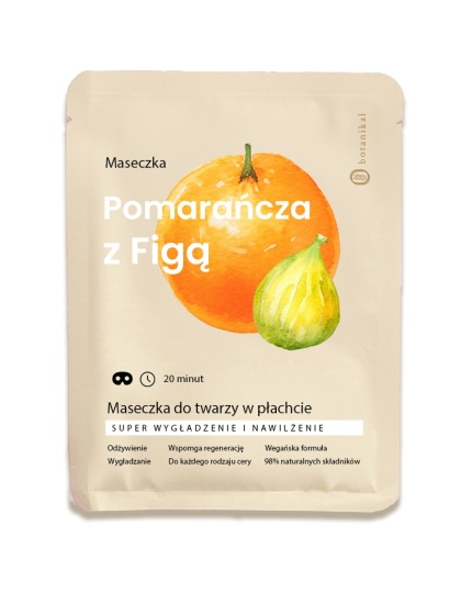 Maseczka do twarzy w płachcie, pomarańcza z figą