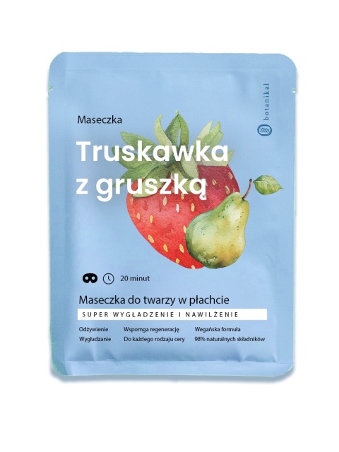 Maseczka do twarzy w płachcie, truskawka z gruszką